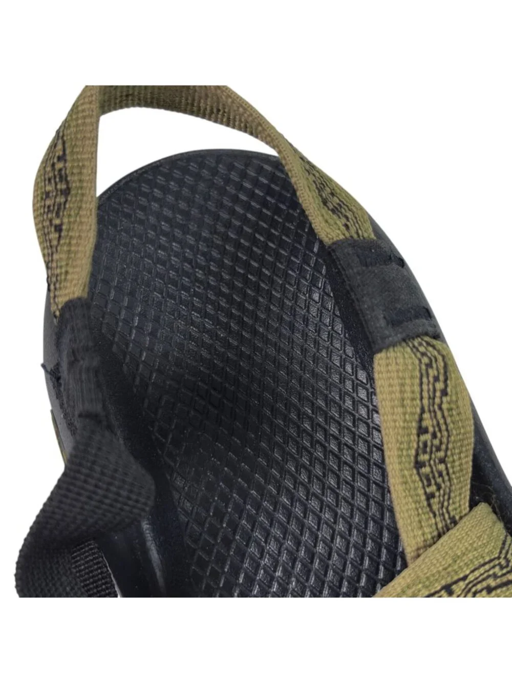 Chaco Sandals Toe Loop Strappy Hiking Shoes Mens Size 9 Geometric Olive
